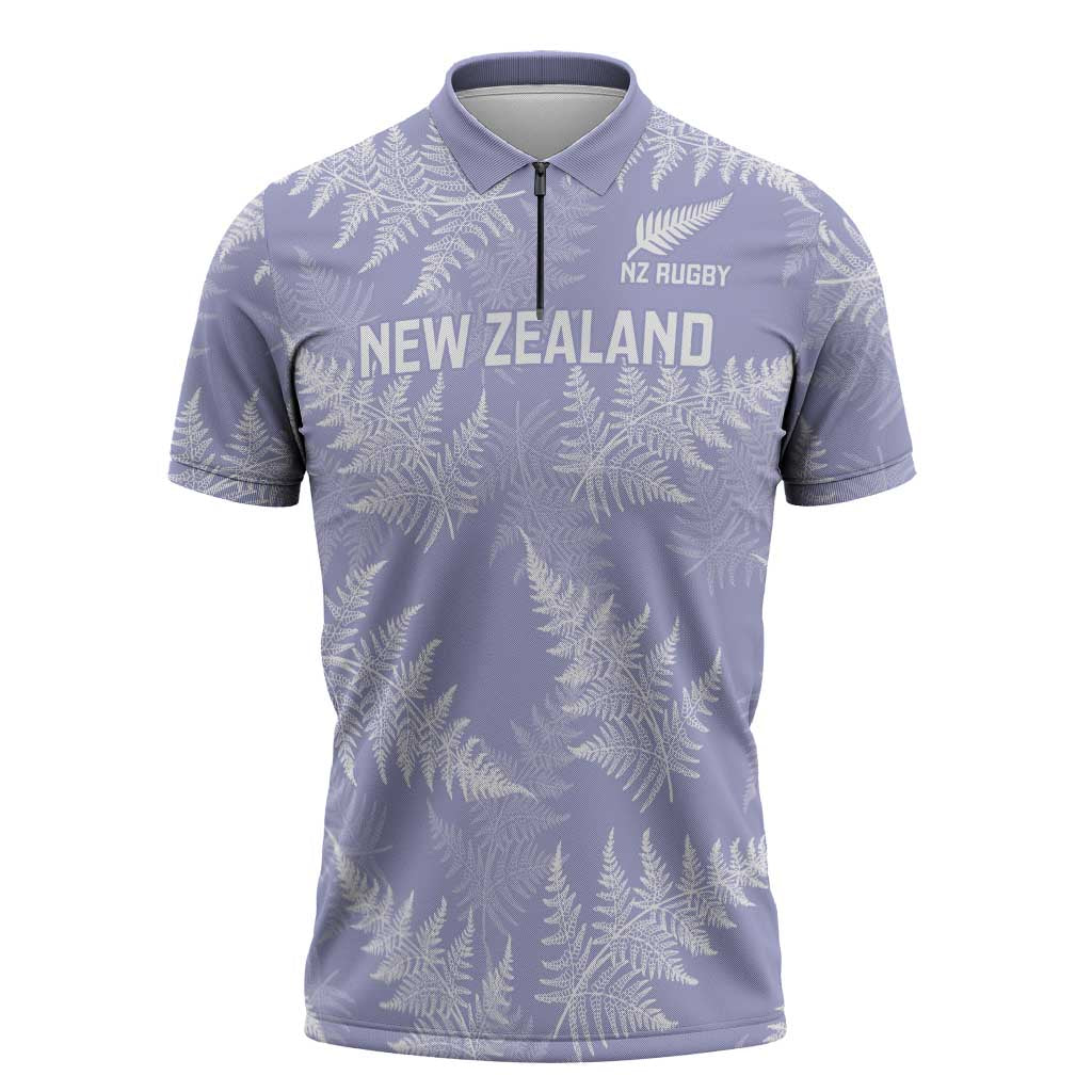 New Zealand Silver Fern Rugby Custom Zipper Polo Shirt Go Aotearoa Champions Purple Version - Polynesian Pride