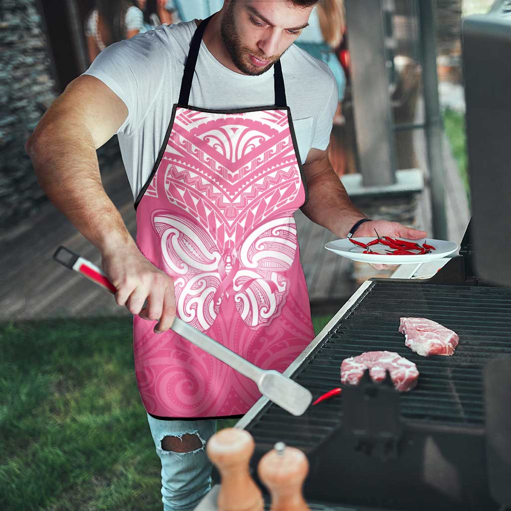 New Zealand Breast Cancer Awareness Apron Maori Butterfly Pink Ribbon - Polynesian Pride