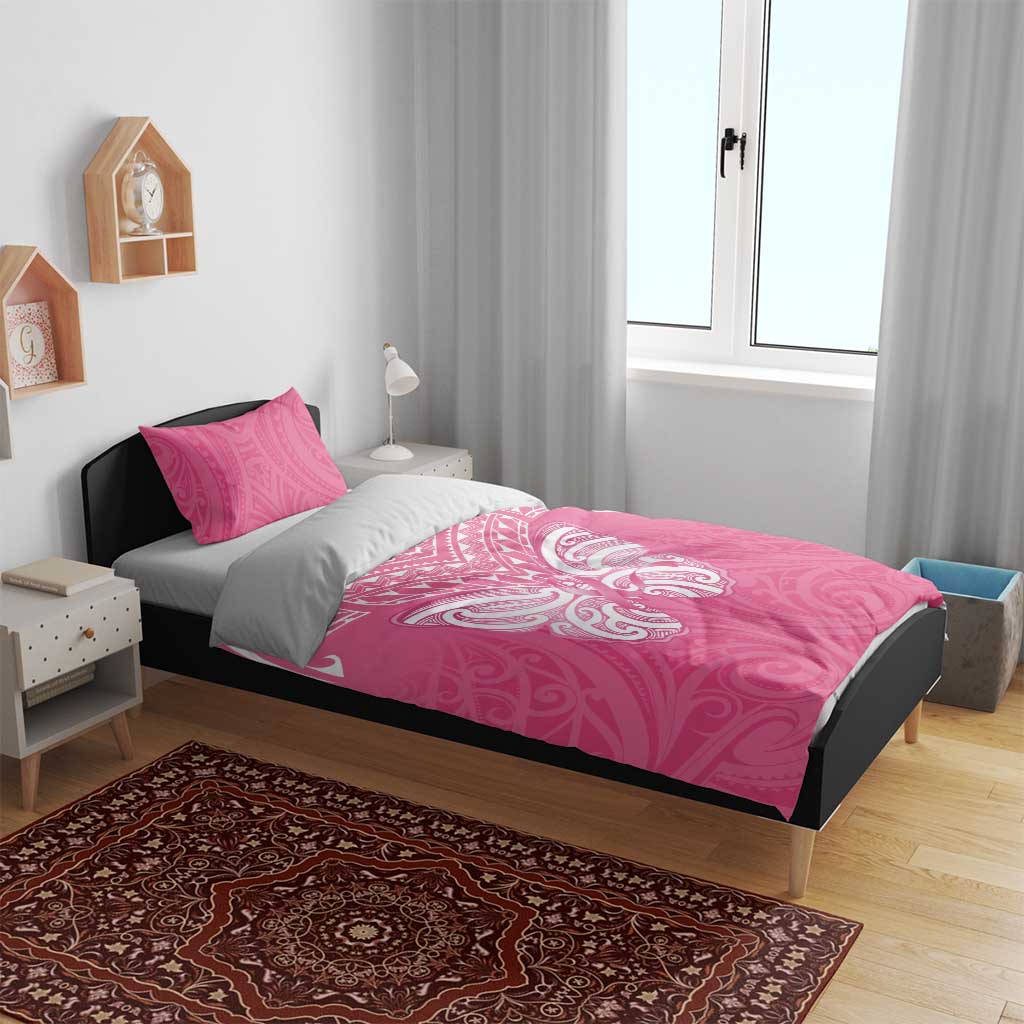 New Zealand Breast Cancer Awareness Bedding Set Maori Butterfly Pink Ribbon - Polynesian Pride