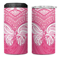 New Zealand Breast Cancer Awareness 4 in 1 Can Cooler Tumbler Maori Butterfly Pink Ribbon LT14 One Size: 16 oz Pink - Polynesian Pride