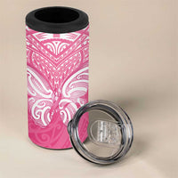 New Zealand Breast Cancer Awareness 4 in 1 Can Cooler Tumbler Maori Butterfly Pink Ribbon LT14 - Polynesian Pride