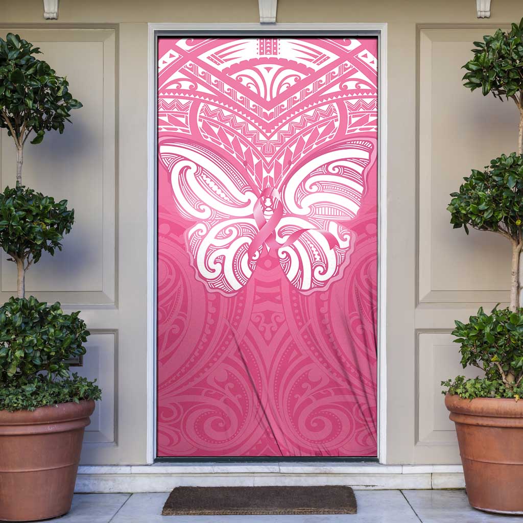 New Zealand Breast Cancer Awareness Door Cover Maori Butterfly Pink Ribbon LT14 Pink - Polynesian Pride