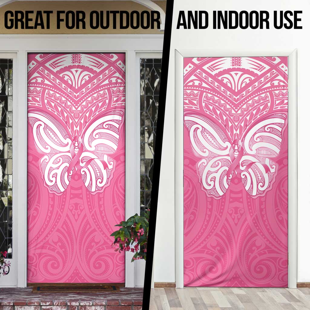 New Zealand Breast Cancer Awareness Door Cover Maori Butterfly Pink Ribbon LT14 - Polynesian Pride