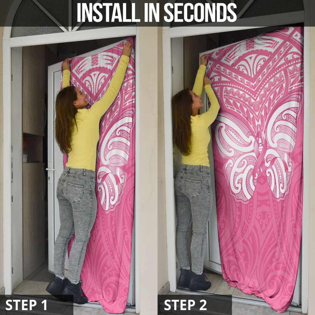 New Zealand Breast Cancer Awareness Door Cover Maori Butterfly Pink Ribbon LT14 - Polynesian Pride