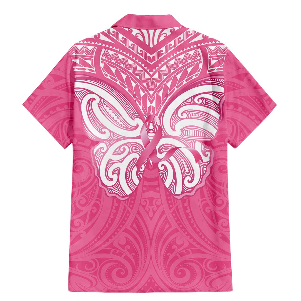 New Zealand Breast Cancer Awareness Family Matching Mermaid Dress and Hawaiian Shirt Maori Butterfly Pink Ribbon LT14 - Polynesian Pride