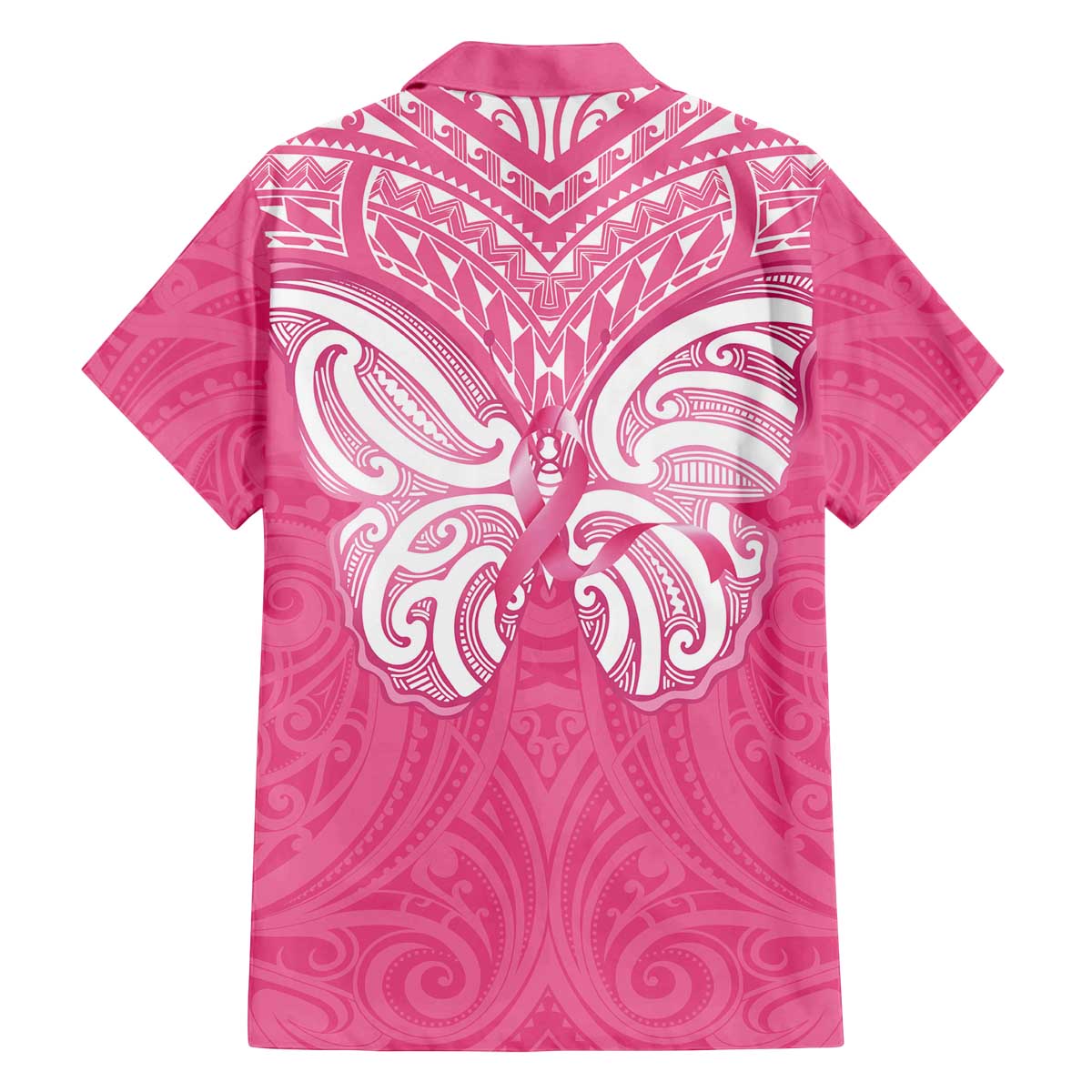 New Zealand Breast Cancer Awareness Family Matching Off The Shoulder Long Sleeve Dress and Hawaiian Shirt Maori Butterfly Pink Ribbon LT14 - Polynesian Pride
