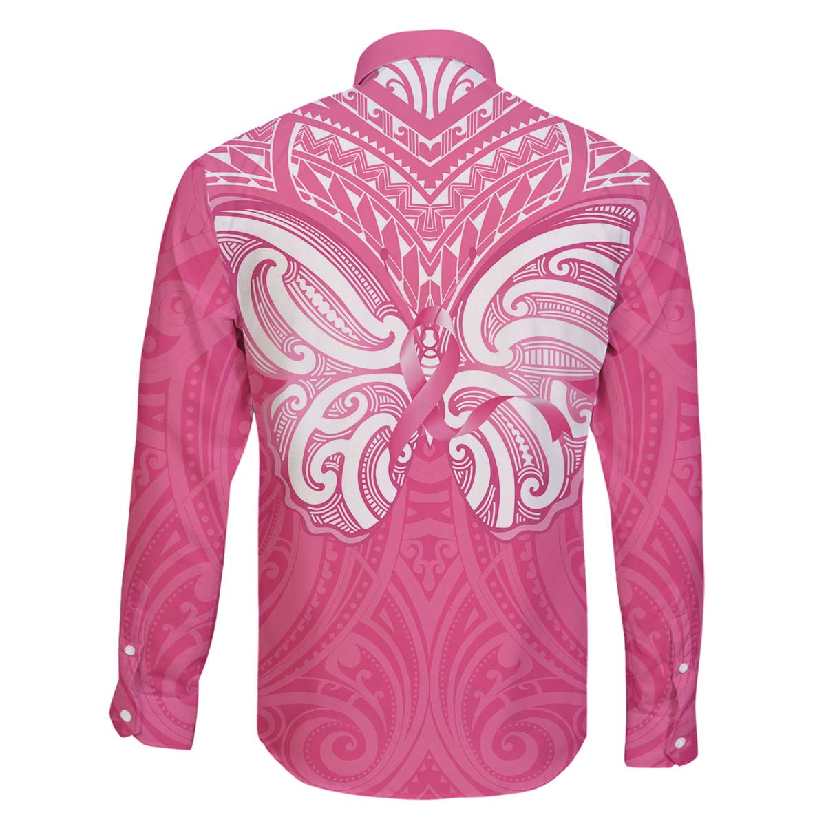 New Zealand Breast Cancer Awareness Family Matching Off The Shoulder Long Sleeve Dress and Hawaiian Shirt Maori Butterfly Pink Ribbon LT14 - Polynesian Pride