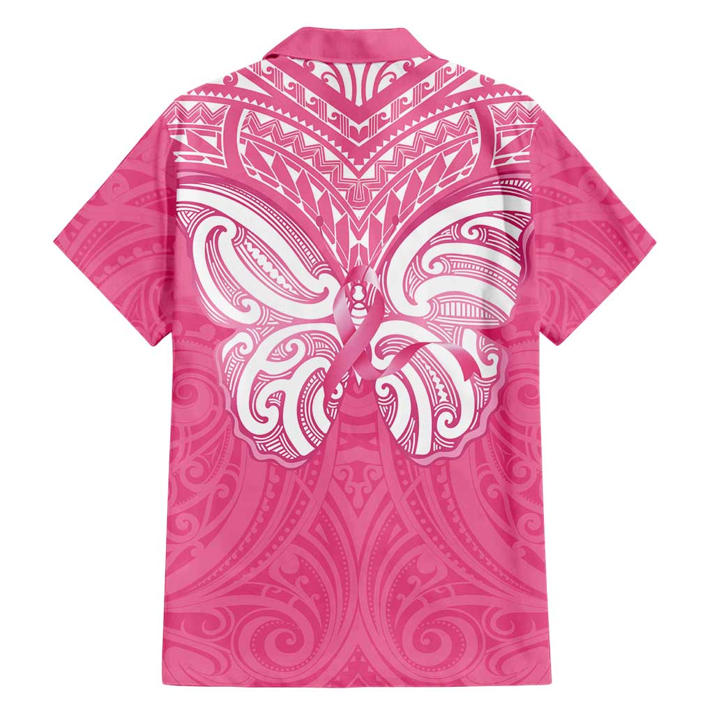 New Zealand Breast Cancer Awareness Family Matching Off Shoulder Maxi Dress and Hawaiian Shirt Maori Butterfly Pink Ribbon LT14 - Polynesian Pride
