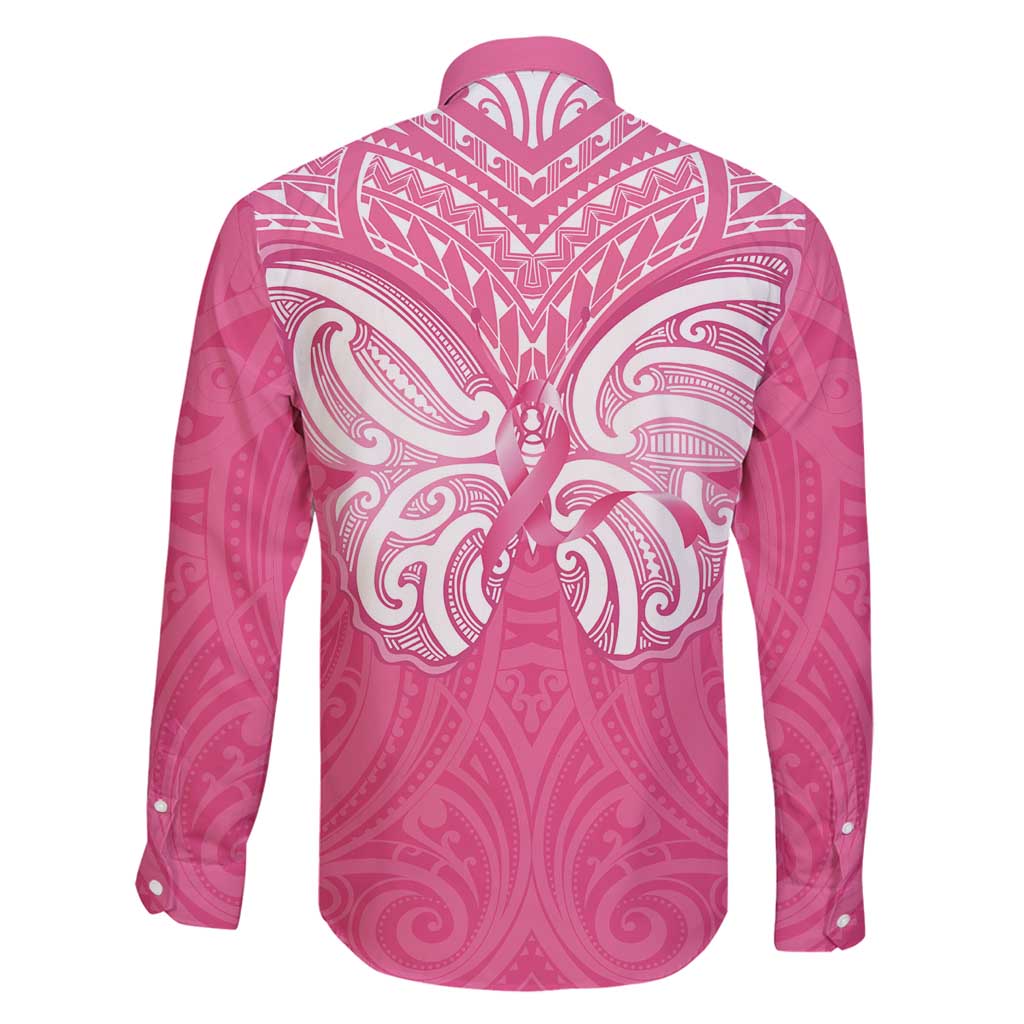New Zealand Breast Cancer Awareness Family Matching Off Shoulder Maxi Dress and Hawaiian Shirt Maori Butterfly Pink Ribbon LT14 - Polynesian Pride