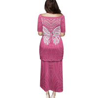 New Zealand Breast Cancer Awareness Family Matching Puletasi and Hawaiian Shirt Maori Butterfly Pink Ribbon LT14 - Polynesian Pride