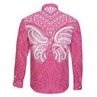 New Zealand Breast Cancer Awareness Family Matching Summer Maxi Dress and Hawaiian Shirt Maori Butterfly Pink Ribbon LT14 - Polynesian Pride