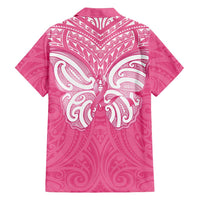 New Zealand Breast Cancer Awareness Family Matching Tank Maxi Dress and Hawaiian Shirt Maori Butterfly Pink Ribbon LT14 - Polynesian Pride
