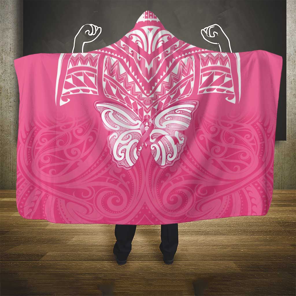 New Zealand Breast Cancer Awareness Hooded Blanket Maori Butterfly Pink Ribbon LT14 - Polynesian Pride