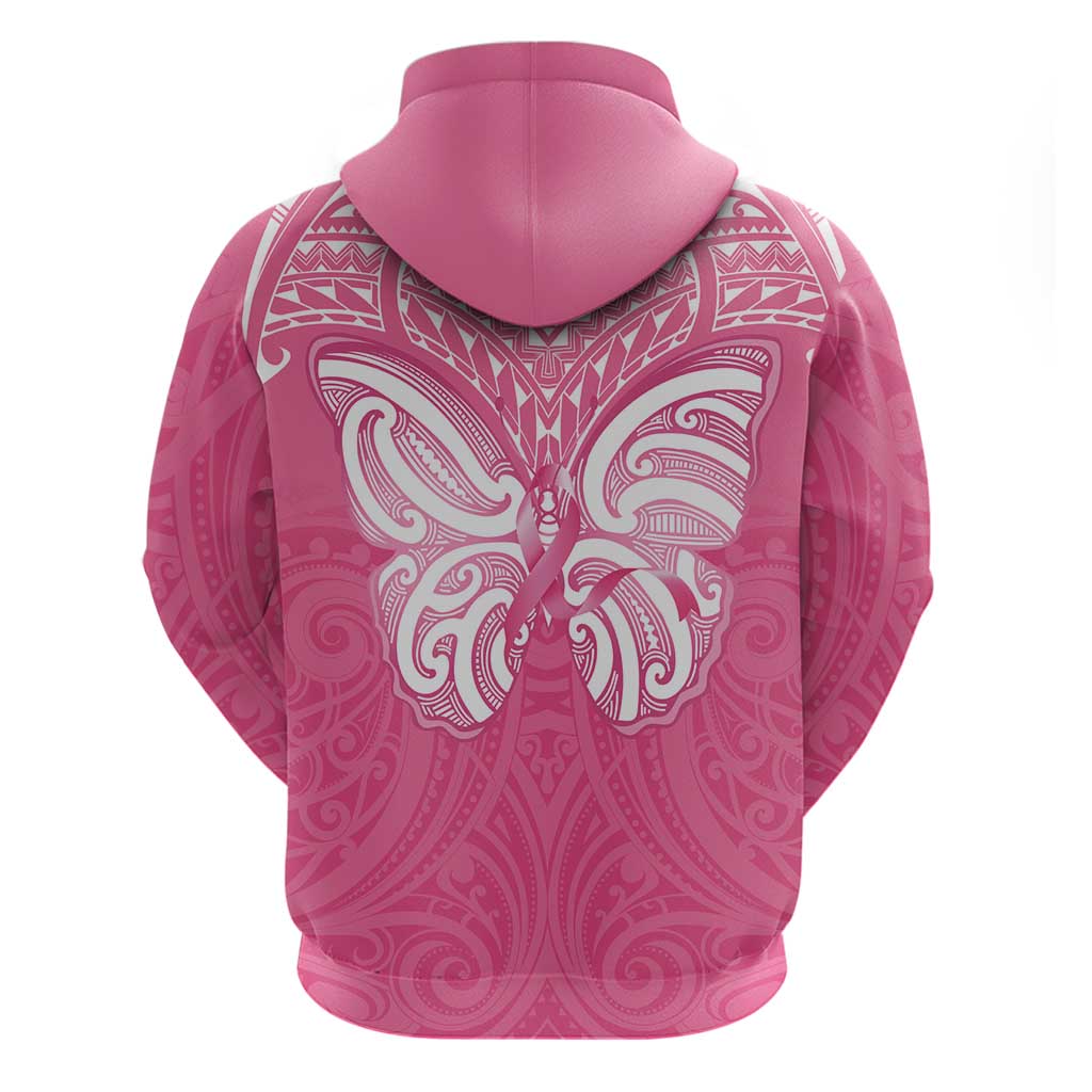 New Zealand Breast Cancer Awareness Hoodie Maori Butterfly Pink Ribbon LT14 - Polynesian Pride