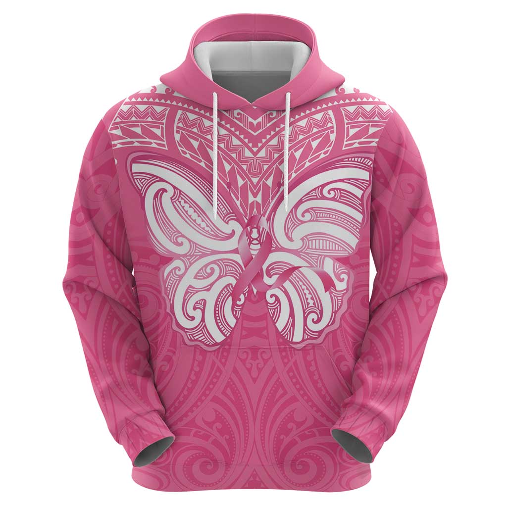 New Zealand Breast Cancer Awareness Hoodie Maori Butterfly Pink Ribbon LT14 - Polynesian Pride