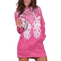 New Zealand Breast Cancer Awareness Hoodie Dress Maori Butterfly Pink Ribbon LT14 Pink - Polynesian Pride