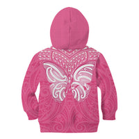 New Zealand Breast Cancer Awareness Kid Hoodie Maori Butterfly Pink Ribbon LT14 - Polynesian Pride