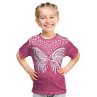 New Zealand Breast Cancer Awareness Kid T Shirt Maori Butterfly Pink Ribbon LT14 Pink - Polynesian Pride