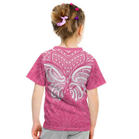 New Zealand Breast Cancer Awareness Kid T Shirt Maori Butterfly Pink Ribbon LT14 - Polynesian Pride