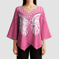 New Zealand Breast Cancer Awareness Kimono Sleeve Blouse Maori Butterfly Pink Ribbon LT14 - Polynesian Pride