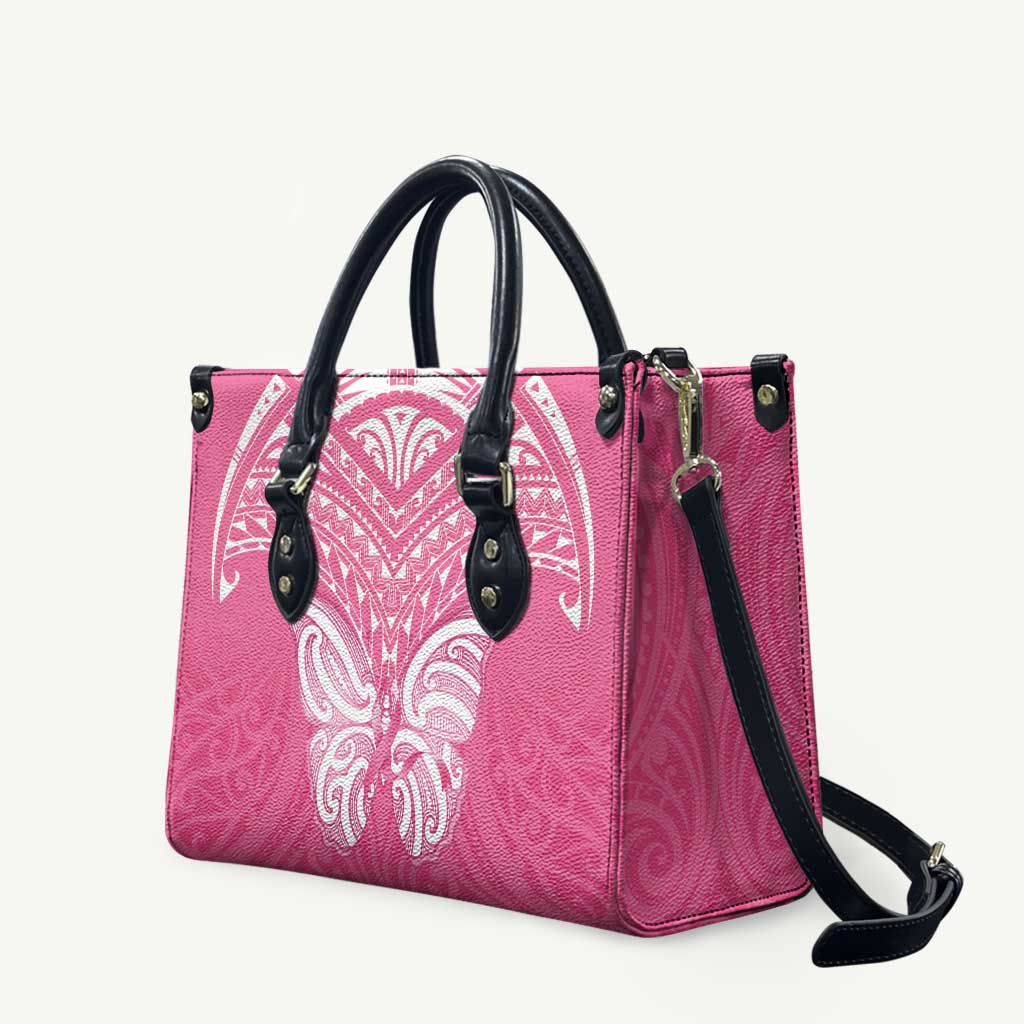 New Zealand Breast Cancer Awareness Leather Bag Maori Butterfly Pink Ribbon - Polynesian Pride