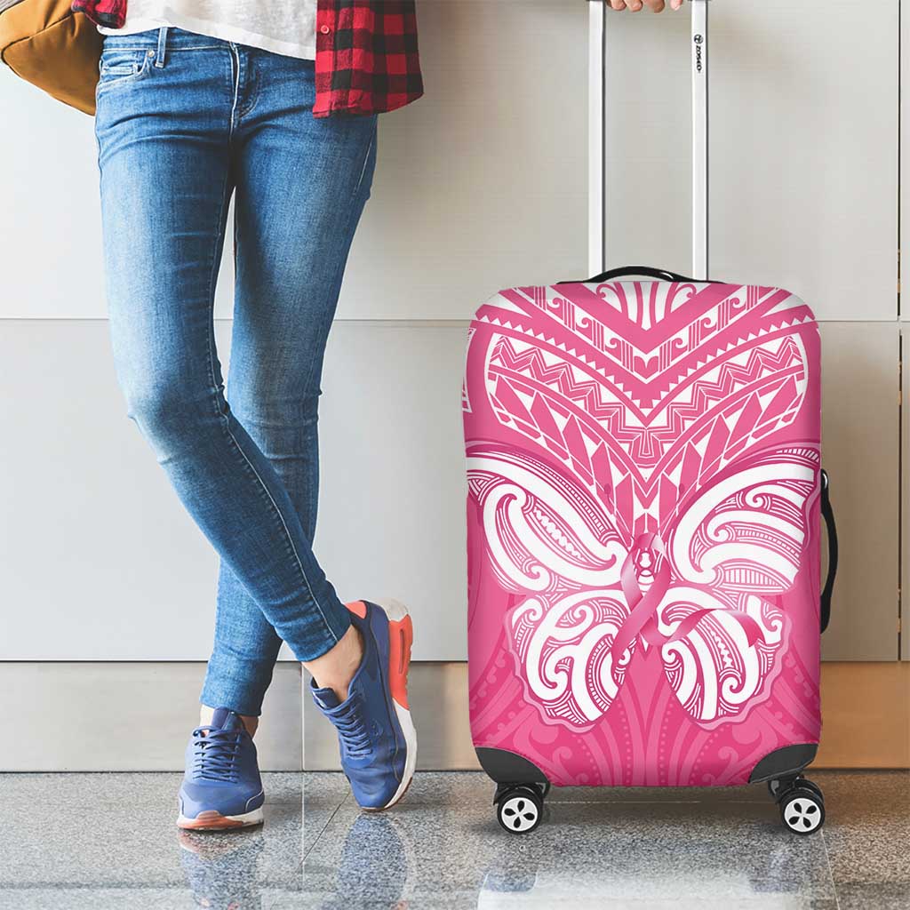 New Zealand Breast Cancer Awareness Luggage Cover Maori Butterfly Pink Ribbon LT14 - Polynesian Pride