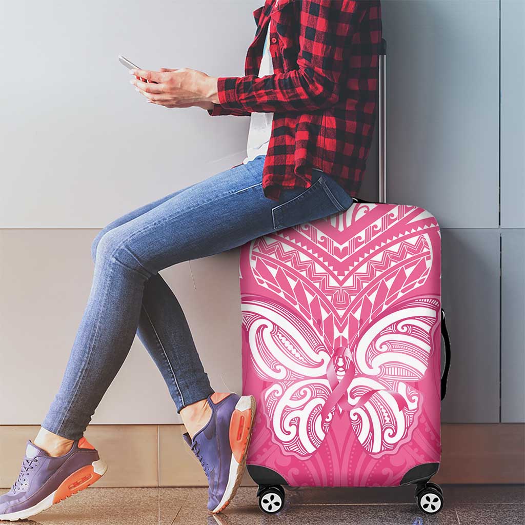 New Zealand Breast Cancer Awareness Luggage Cover Maori Butterfly Pink Ribbon LT14 - Polynesian Pride
