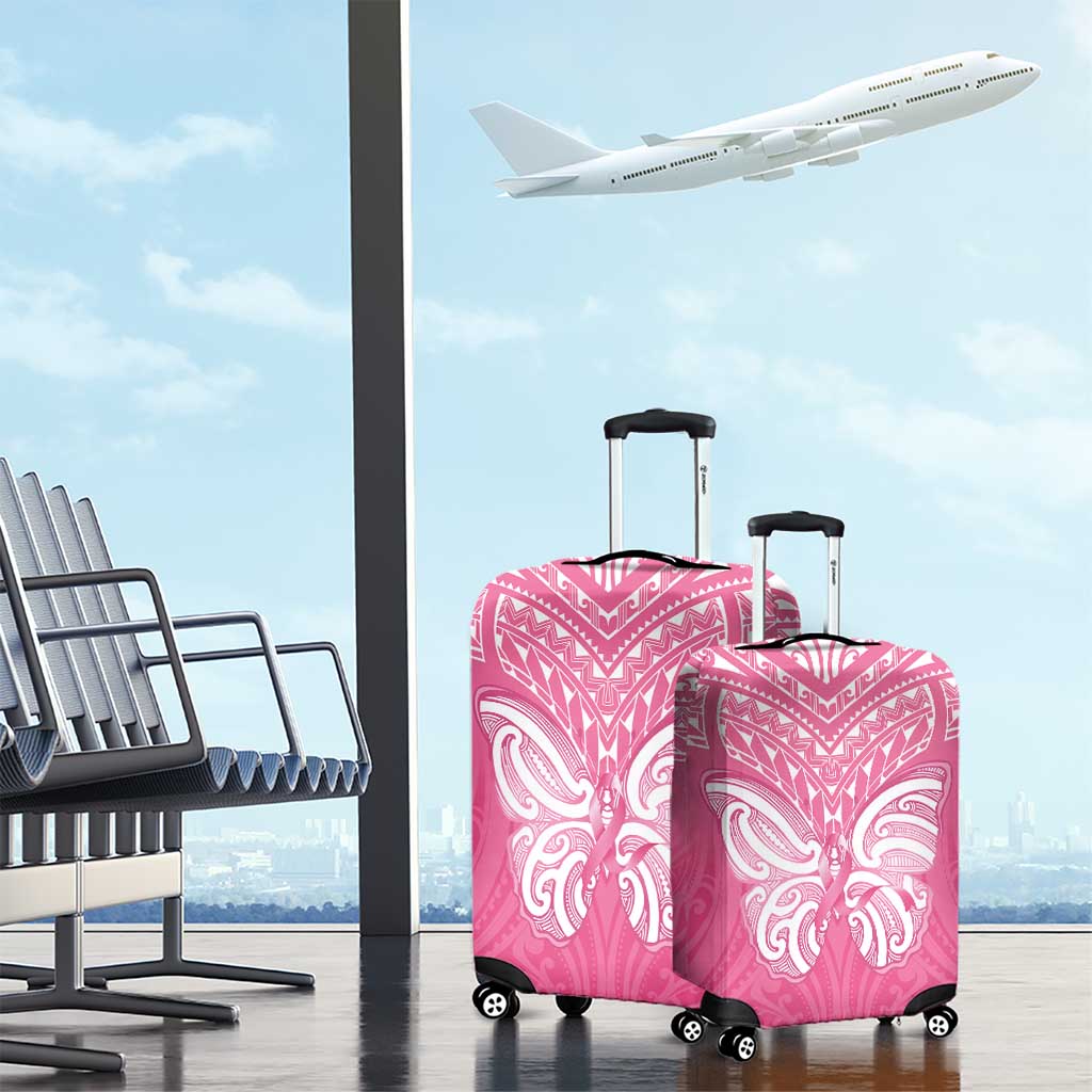 New Zealand Breast Cancer Awareness Luggage Cover Maori Butterfly Pink Ribbon LT14 - Polynesian Pride