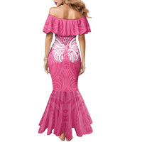 New Zealand Breast Cancer Awareness Mermaid Dress Maori Butterfly Pink Ribbon LT14 - Polynesian Pride