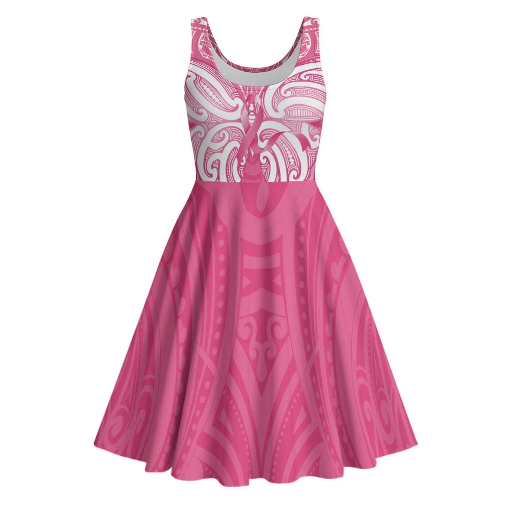 New Zealand Breast Cancer Awareness Midi Dress Maori Butterfly Pink Ribbon LT14 Pink - Polynesian Pride
