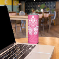 New Zealand Breast Cancer Awareness Skinny Tumbler Maori Butterfly Pink Ribbon LT14 - Polynesian Pride