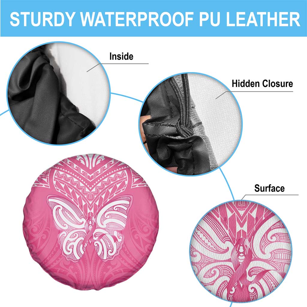 New Zealand Breast Cancer Awareness Spare Tire Cover Maori Butterfly Pink Ribbon LT14 - Polynesian Pride
