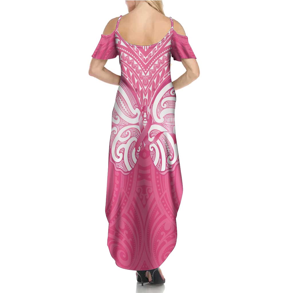 New Zealand Breast Cancer Awareness Summer Maxi Dress Maori Butterfly Pink Ribbon LT14 - Polynesian Pride