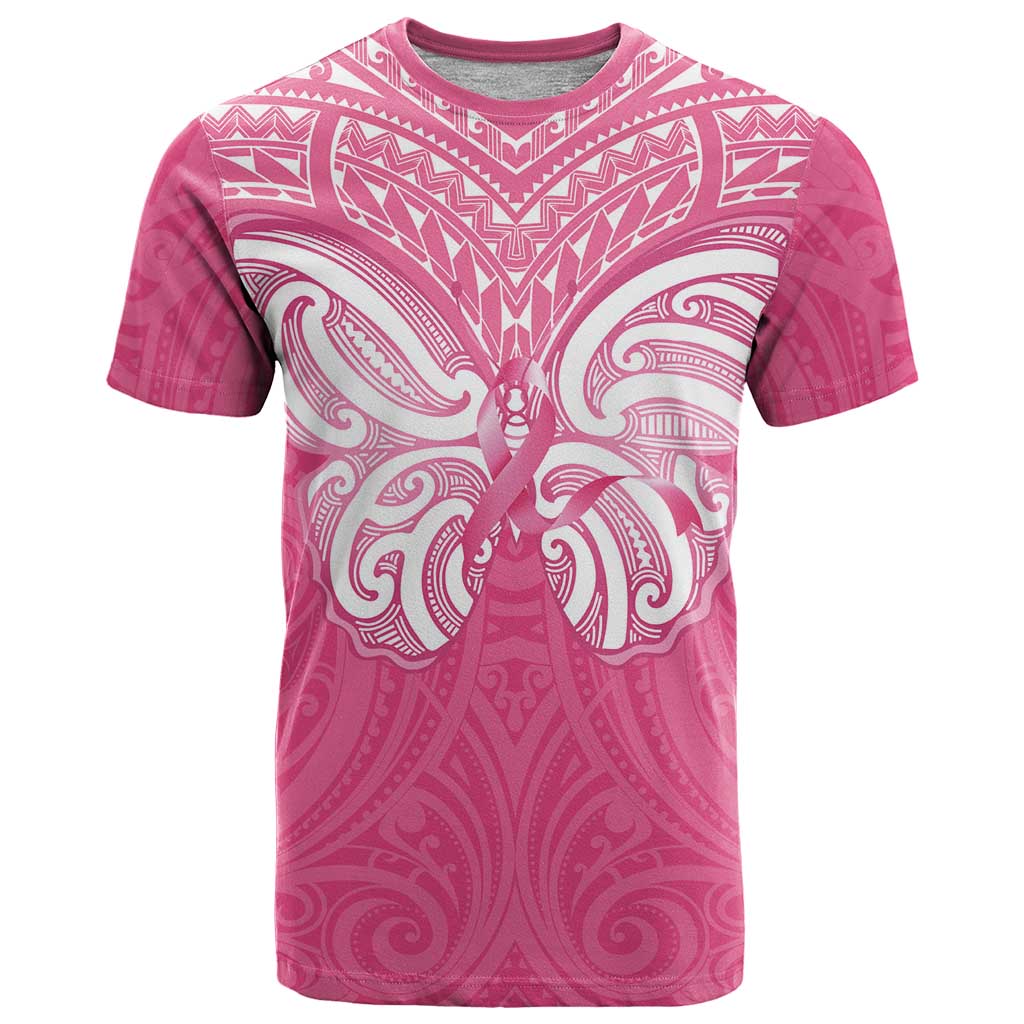 New Zealand Breast Cancer Awareness T Shirt Maori Butterfly Pink Ribbon LT14 Pink - Polynesian Pride