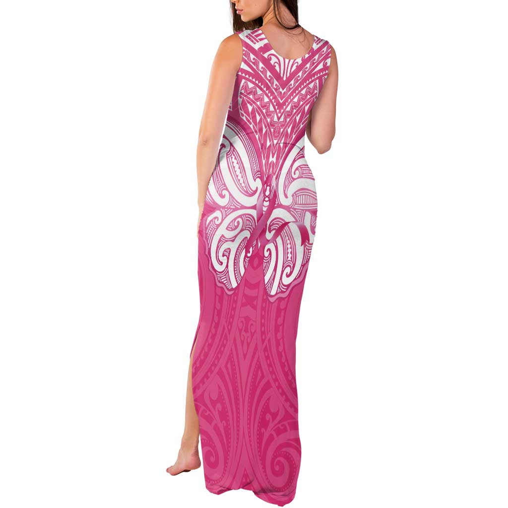 New Zealand Breast Cancer Awareness Tank Maxi Dress Maori Butterfly Pink Ribbon LT14 - Polynesian Pride