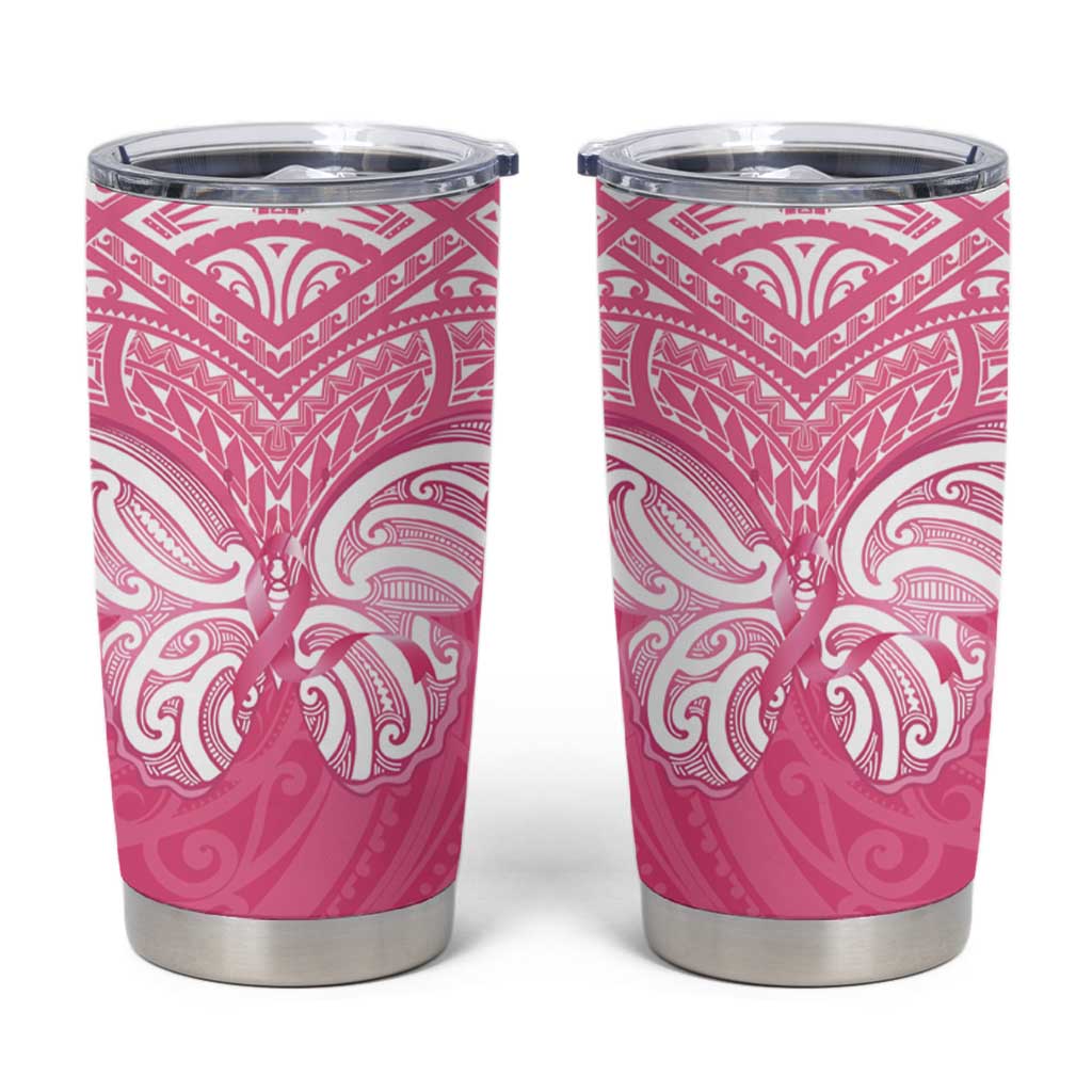 New Zealand Breast Cancer Awareness Tumbler Cup Maori Butterfly Pink Ribbon LT14 Pink - Polynesian Pride