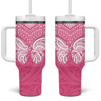 New Zealand Breast Cancer Awareness Tumbler With Handle Maori Butterfly Pink Ribbon LT14 One Size: 40 oz Pink - Polynesian Pride
