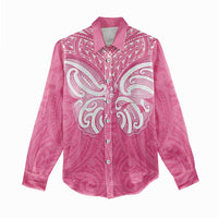 New Zealand Breast Cancer Awareness Women Casual Shirt Maori Butterfly Pink Ribbon LT14 - Polynesian Pride
