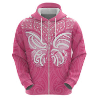New Zealand Breast Cancer Awareness Zip Hoodie Maori Butterfly Pink Ribbon LT14 - Polynesian Pride