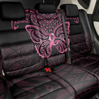 New Zealand Breast Cancer Awareness Back Car Seat Cover Maori Butterfly Pink Ribbon Black Version LT14 - Polynesian Pride