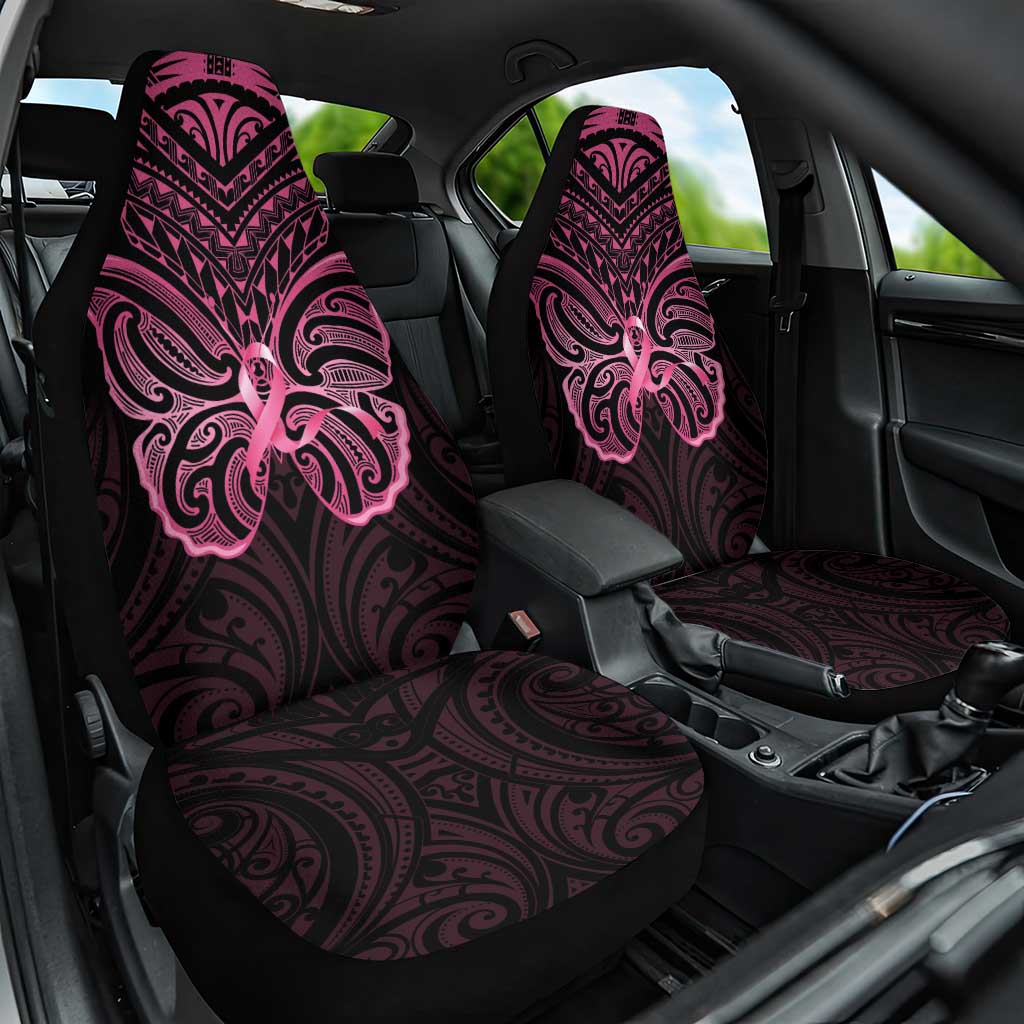 New Zealand Breast Cancer Awareness Car Seat Cover Maori Butterfly Pink Ribbon Black Version LT14 One Size Black - Polynesian Pride