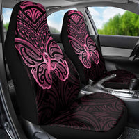 New Zealand Breast Cancer Awareness Car Seat Cover Maori Butterfly Pink Ribbon Black Version LT14 - Polynesian Pride