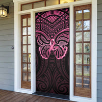 New Zealand Breast Cancer Awareness Door Cover Maori Butterfly Pink Ribbon Black Version LT14 - Polynesian Pride