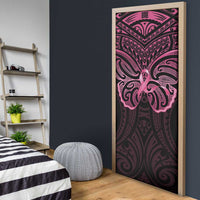 New Zealand Breast Cancer Awareness Door Cover Maori Butterfly Pink Ribbon Black Version LT14 - Polynesian Pride