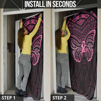 New Zealand Breast Cancer Awareness Door Cover Maori Butterfly Pink Ribbon Black Version LT14 - Polynesian Pride