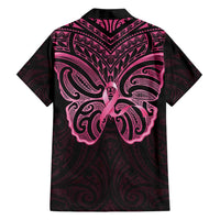 New Zealand Breast Cancer Awareness Family Matching Long Sleeve Bodycon Dress and Hawaiian Shirt Maori Butterfly Pink Ribbon Black Version LT14 - Polynesian Pride