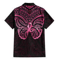 New Zealand Breast Cancer Awareness Family Matching Mermaid Dress and Hawaiian Shirt Maori Butterfly Pink Ribbon Black Version LT14 - Polynesian Pride