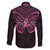 New Zealand Breast Cancer Awareness Family Matching Off Shoulder Maxi Dress and Hawaiian Shirt Maori Butterfly Pink Ribbon Black Version - Polynesian Pride