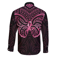 New Zealand Breast Cancer Awareness Family Matching Short Sleeve Bodycon Dress and Hawaiian Shirt Maori Butterfly Pink Ribbon Black Version LT14 - Polynesian Pride