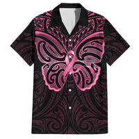 New Zealand Breast Cancer Awareness Hawaiian Shirt Maori Butterfly Pink Ribbon Black Version LT14 Black - Polynesian Pride
